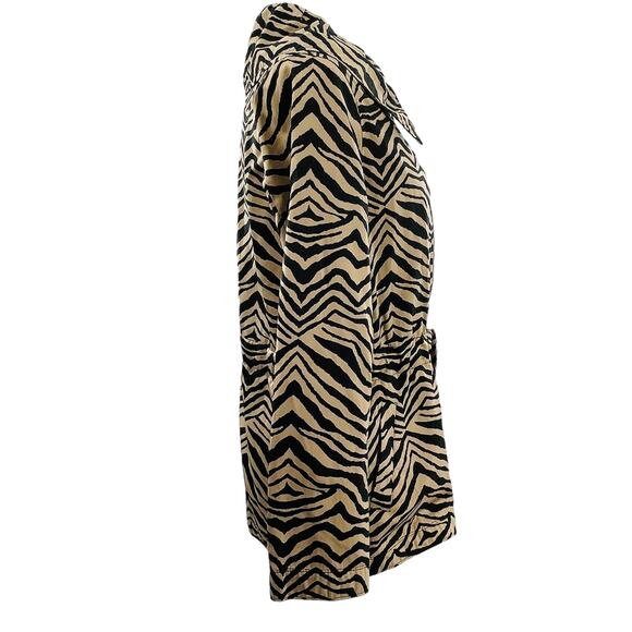 Dana Buchman Tan Animal Print Satin Tie Waist Jacket Women Sz M - Picture 2 of 12